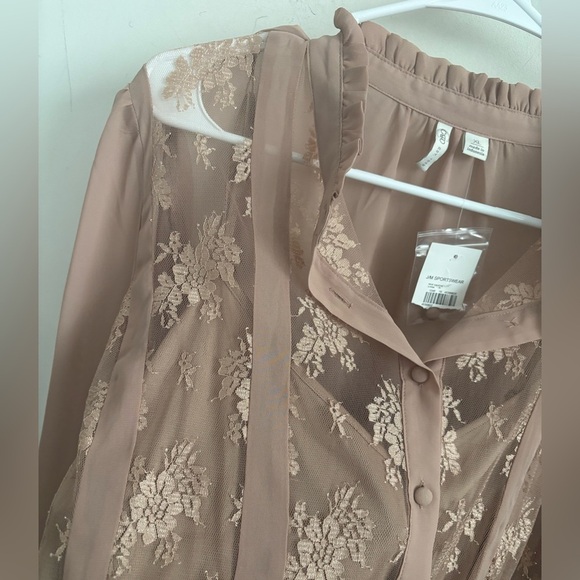 Sheer Lace Blouse Set Party Top Ruffle Victorian Romantic Feminine Coquette XL - Picture 4 of 6